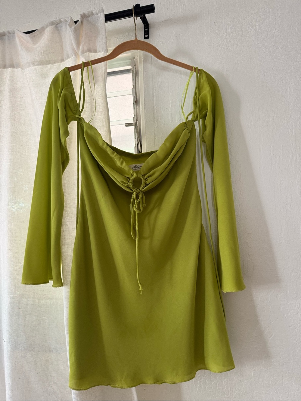 Machine Green off the shoulder dress